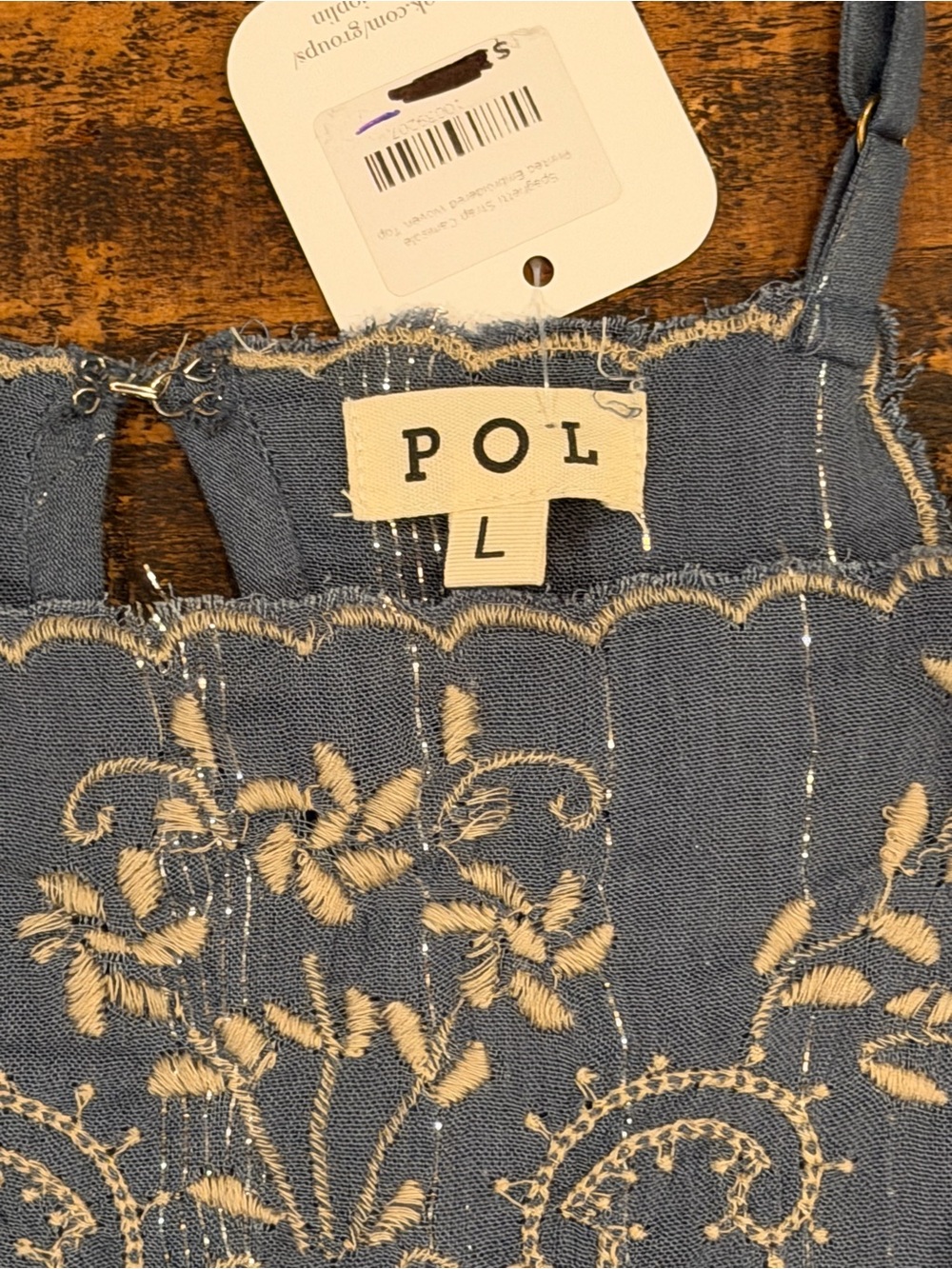 POL Blue Printed Boho Tiered Spaghetti Strap Tank - Picture 2 of 7
